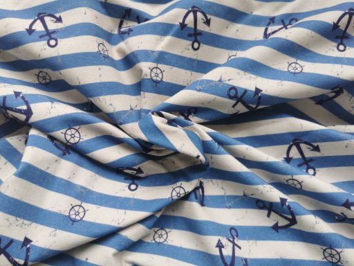 French Terry Vinate Anker blau weiß gestreißt